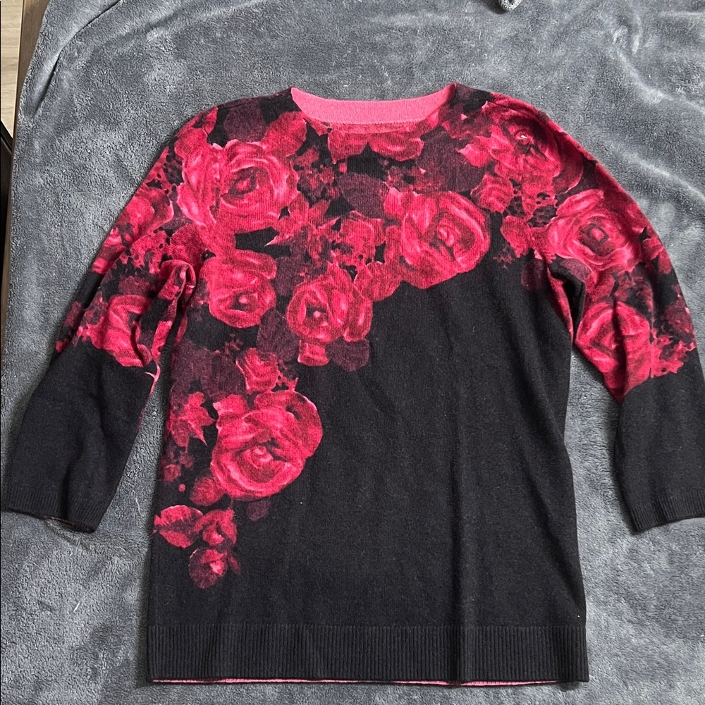 Floral Black and Pink Sweater